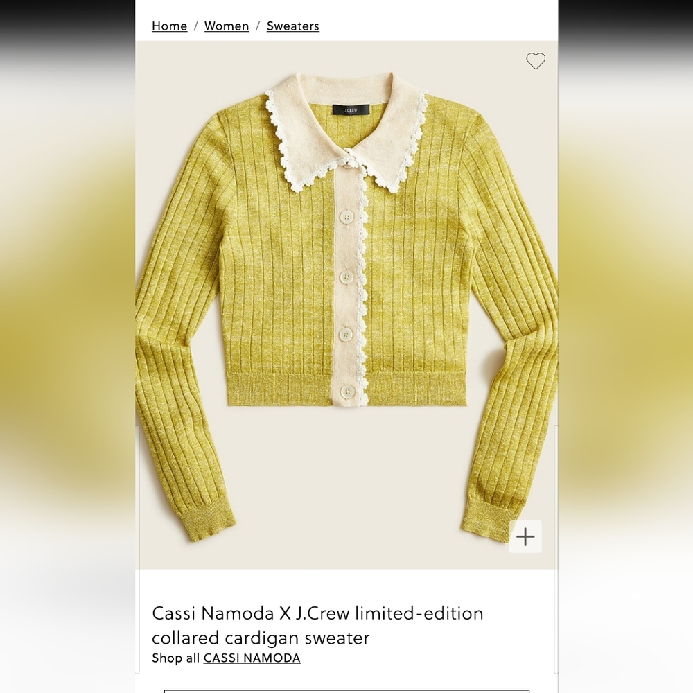 Cassi Namoda X J.Crew limited-edition collared cardigan sweater size XXL